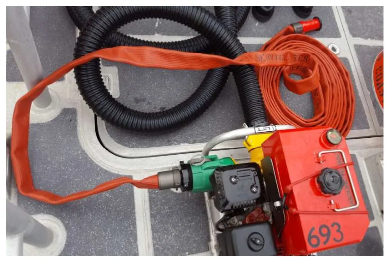 Figure 5-19 — CG-P6 Pump With Fire fighting Hose and Nozzle Attachments
